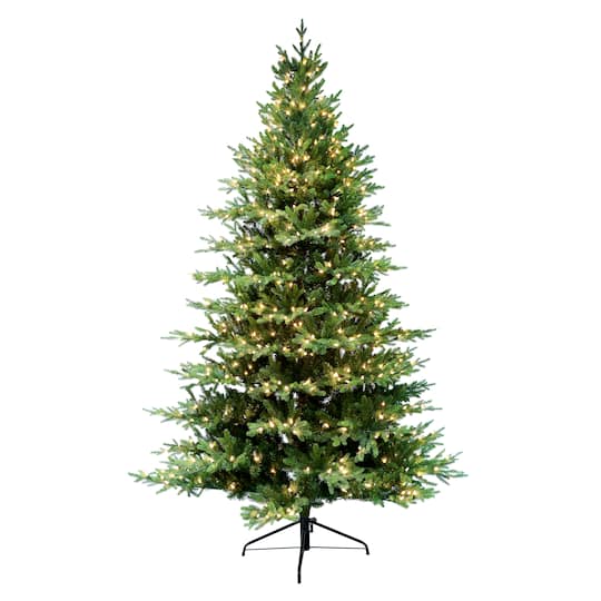 6.5Ft Pre-Lit Balsam Artificial Fir Christmas Tree, Clear LED Lights By Puleo International in Green | 6.5 ft | Michaels®
